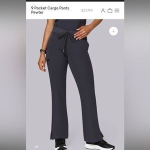 MANDALA Pewter one-pocket scrub top and matching high-waisted bottoms.